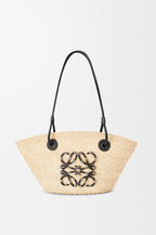 Small Anagram Basket bag in iraca palm and calfskin