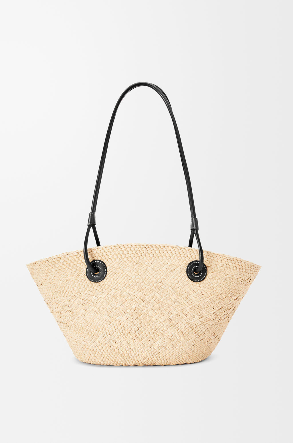Small Anagram Basket bag in iraca palm and calfskin