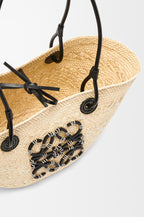 Small Anagram Basket bag in iraca palm and calfskin