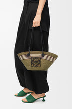 Small Anagram Basket in iraca palm and calfskin