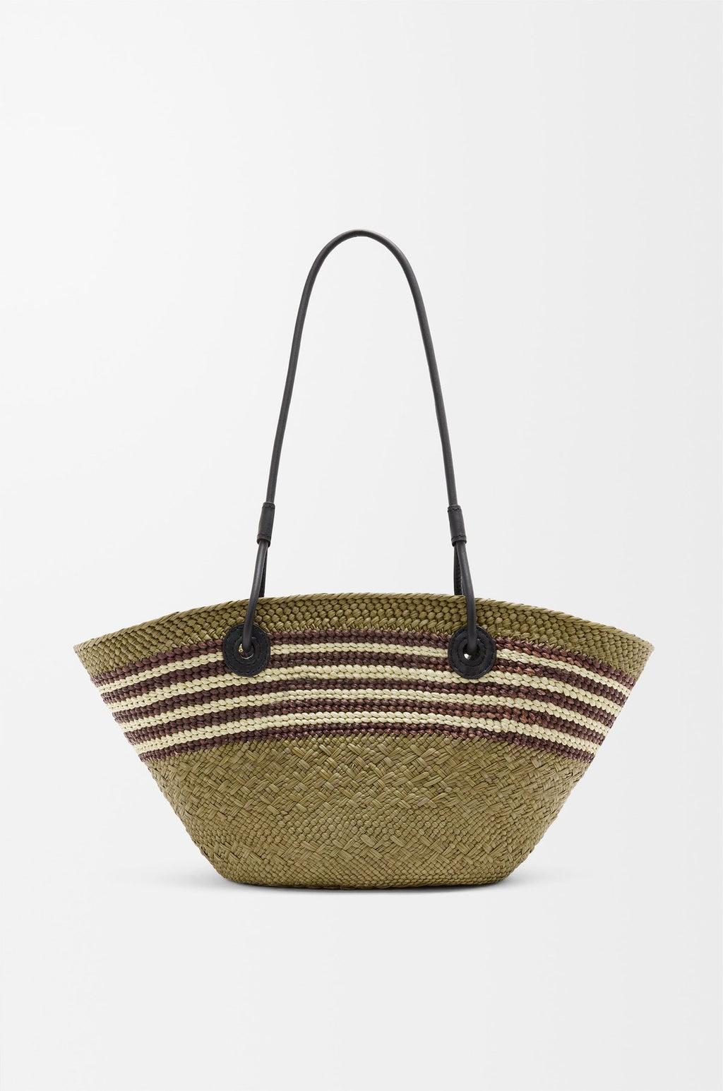 Small Anagram Basket in iraca palm and calfskin