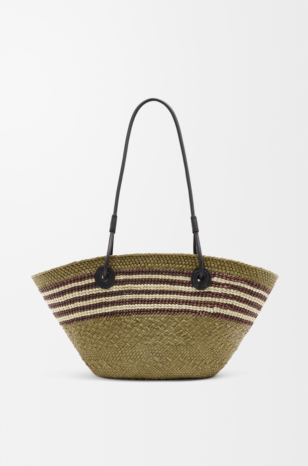 Small Anagram Basket in iraca palm and calfskin