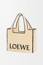 Large LOEWE Font tote in raffia