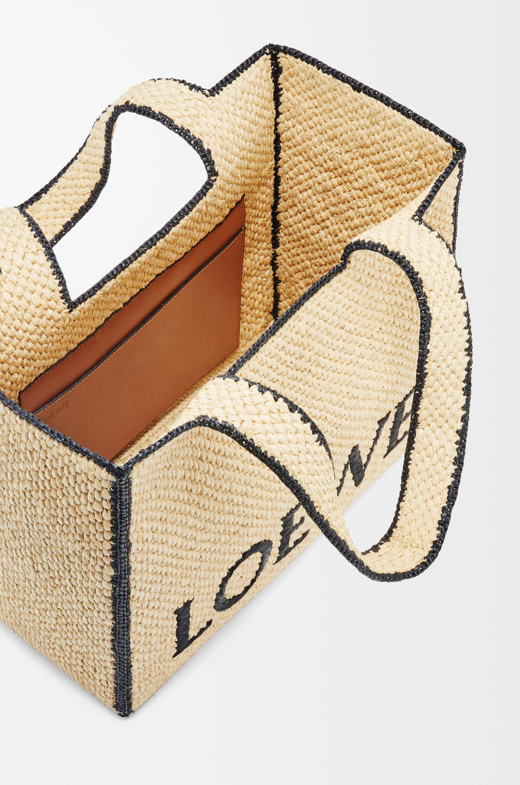 Large LOEWE Font tote in raffia