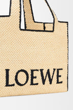 Large LOEWE Font tote in raffia