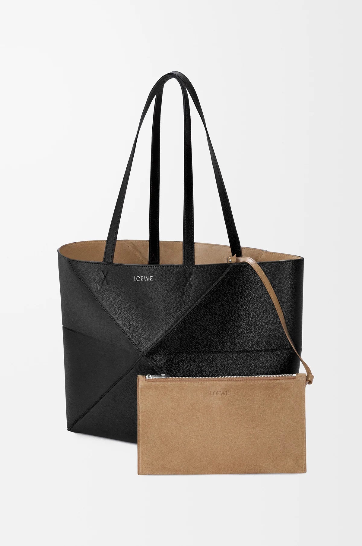 Medium horizontal Puzzle Fold tote in soft grained calfskin